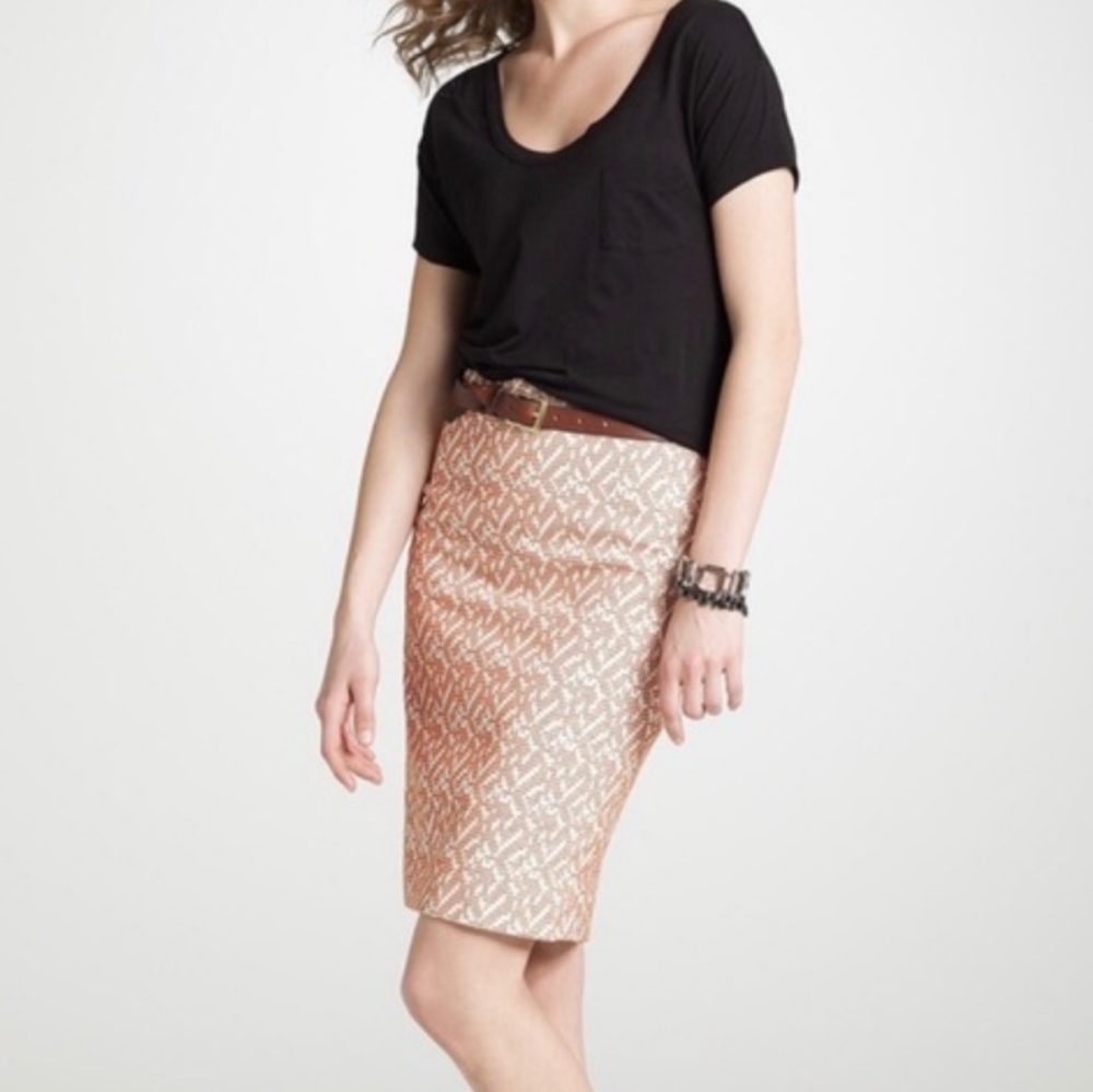 J.Crew Embroidered Pencil Skirt size 2 - Picture 2 of 8